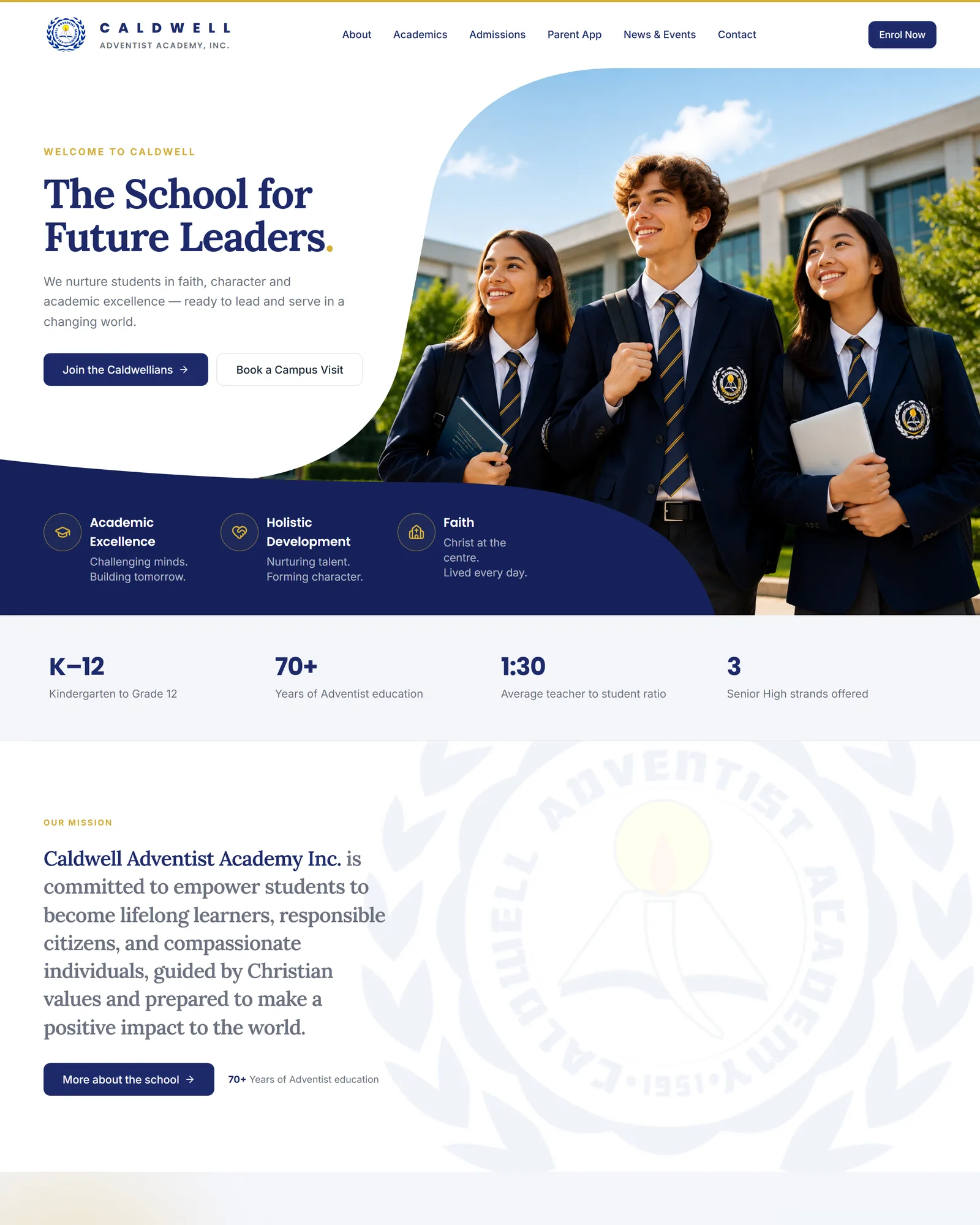 Caldwell Adventist Academy Student Monitoring Platform screen 1